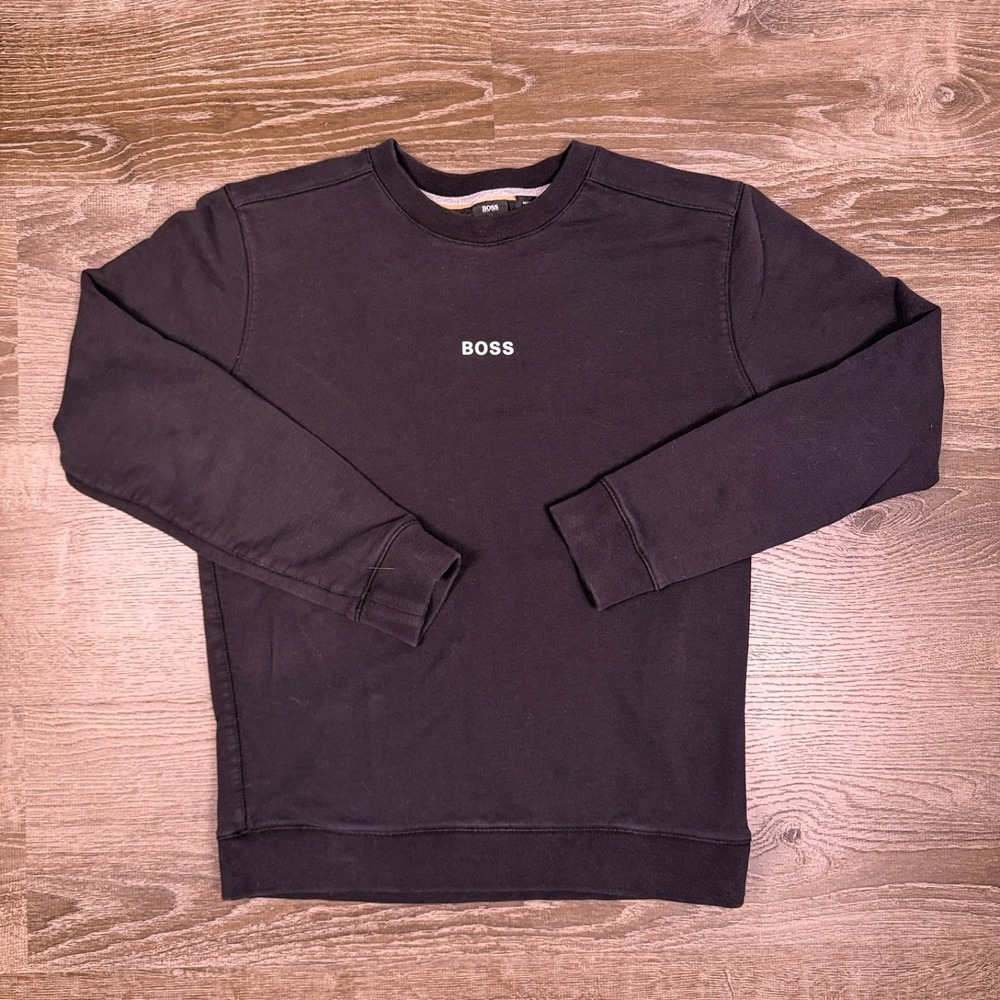 Hugo Boss Mens S Crewneck Sweatshirt Black Center Spell Out Responsible